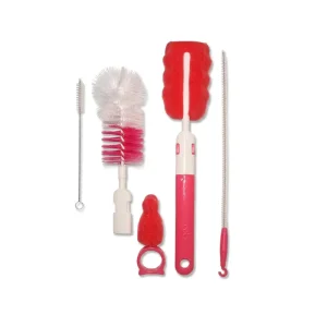 5pc PP Sponge Baby Bottle Cleaning Brush Set with Straw Brush Nipple Brush and Hanging Loop for Bottles Cups Tumblers