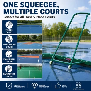 60 Inch Heavy Duty Aluminum Water Pusher Court Squeegee Directional Caster 9mm Thick Blade Sports Field Lawn Drainage Tool