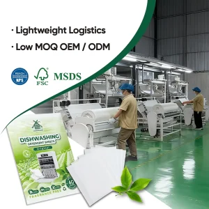 60 Loads Effective Grease Removal Solid Dish Cleaning Sheets Eco friendly Concentrated Kitchen Dishwasher Detergent Sheets
