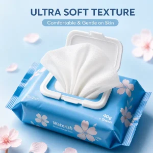 60-Piece Alcohol-Free Non-Woven Feminine Cleansing Wipes for Adults, 15x20cm