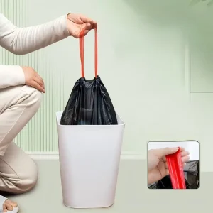 60-Piece Heavy-Duty Non-Tear Disposable Household Trash Disposal Bags Large Thick Drawstring Garbage Bags Plastic Convenient