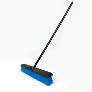60 cm Garden Broom with Long Plastic Handle, PET Bristles, and Dustpan