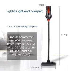 600W Cyclone Corded Stick Vacuum Cleaner for Home Floors and Carpets