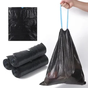 60L-240L LDPE/HDPE Recyclable Disposable Trash Bags with Valve Drawstring and Silk Screen Printing for Household Use