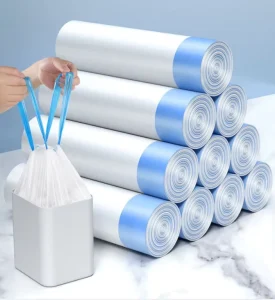 60L 80L 100L 120L Black PE Stand Pouch Household Trash Can Liners on Roll Made from Recycled Materials