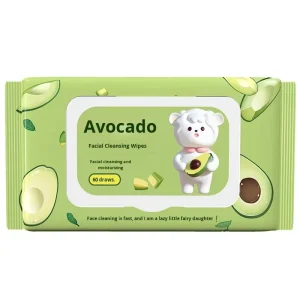 60Sheets Avocado Non Woven Face Cleansing Wipes 15x20cm Disposable Moisturizing Makeup Remove