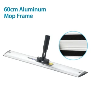 60cm Aluminum Flat Mop Holder 360-Degree Rotating Quick-Release Mop Plate with Hook