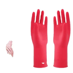 60g Latex Household Gloves Anti Skid Unlined Rubber Waterproof and Comfortable Red Medium Winter Gloves