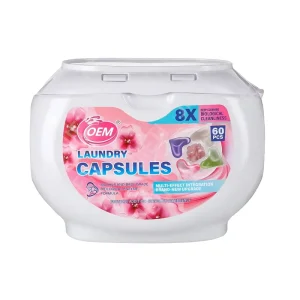 60pcs Skin-Friendly 5-in-1 Fast-Dissolving Gel Laundry Detergent Pods Gentle Apparel Disposable for Tough Stains
