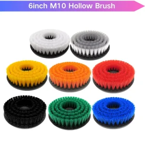 6Inch M10 Thread Hollow Power Scrubber Detailing Brush Head Flat Drill Cleaning Brushes Attachment for Kitchen Home Car Cleaning