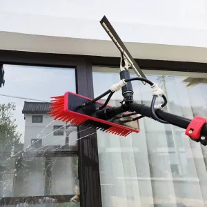 6M 20FT Telescopic Aluminum Alloy Water Fed Pole with Squeegee and Brush Solar Panel Cleaning Tool for Window and Car Wash