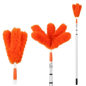 6ft Telescopic Feather Duster with Washable Microfiber Head for Ceilings and High Shelves