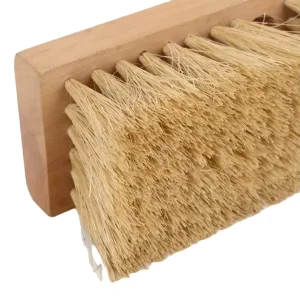 7” 10” Natural Tampico Eco Friendly Deck and Floor Scrub Brush with Wooden Handle and Two Threaded Holes