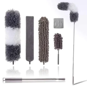 7-Piece Fiber Duster Set with Extendable Handle and Chenille Duster