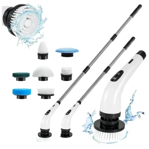 7 in 1 Electric for Spin Scrubber with Long Handle PP Material Power Cleaning Bathroom Brush Featuring 7 Brush Heads