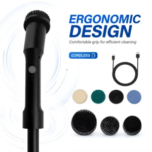 7 in 1 Ergonomic Electric Cleaning Brush Lightweight Handle Reduce Wrist Strain for Kitchen Sink Bathroom Tile Window