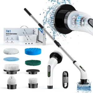 7-in-1 Multifunction Electric Spin Scrubber Cleaning Brush Set for Car, Toilet, Kitchen, Floor, and Window Glass
