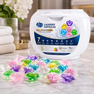 7 in 1 Washing Pods Capsules 10g x 70Pcs Eco-Friendly Hypoallergenic Easy Use Deep Stain Removal OEM ODM Factory Direct