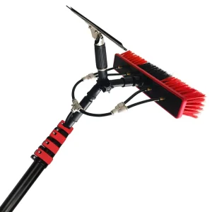 7.2M/24FT Solar Panel Cleaning Water Fed Pole with Squeegee and Car Wash Brushes for Window and Solar Panel Cleaning