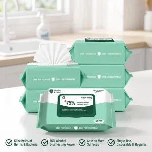 75% Alcohol-Containing Non-Woven Medical Unscented Disinfecting Wet Wipes 50 Pc/Pack Wash-Free Hygienic Cleaning
