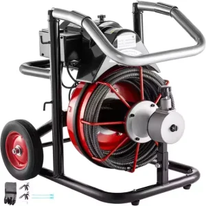 75ft/100ft Electric Drain Cleaning Machine with Cutter, 220V, 1/2in or 3/8in Auger Pipe Cleaner