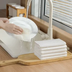 7X9 Inch White Viscose Reusable Kitchen Dishwashing Towel
