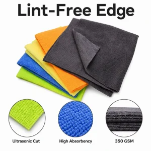 80% Polyester Square Microfiber Cleaning Cloth 40x40cm 350gsm Warp Knitted for Kitchen Dish Use