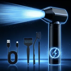 80,000 RPM Handheld Rechargeable Air Duster Blower with Multiple Mouthpieces
