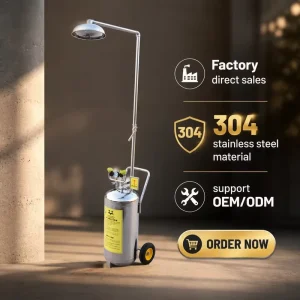 80L 304 Stainless Steel Portable Eye Wash Station Cart Pressurized Emergency Shower Eyewash Safety Product