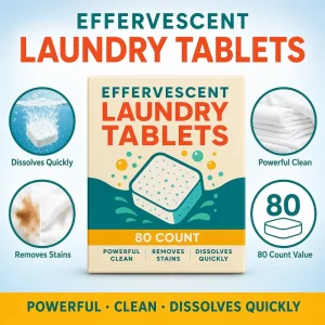 8O COUNT Eco Friendly Laundry Detergent Tablets Ultra concentrated Biodegradable Detergent Sheets