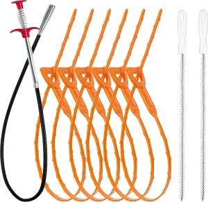 9 Pack Hair Catcher Drain Auger Cleaner Tool Set Drain Clog Remover Drain Snake Hair Remover Cleaning Brush