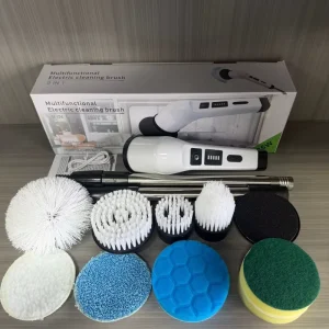 9-in-1 25W Cordless Electric Spin Scrubber with Telescopic Handle for Bathroom and Kitchen Cleaning