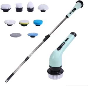 9-in-1 Cordless Electric Cleaning Brush with Long Handle and 9 Brush Heads for Bathrooms