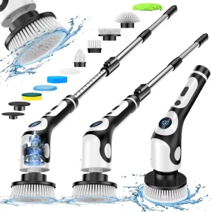 9-in-1 Electric Long-Handle Cleaning Brush with Voice Control and Wireless Charging