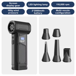 90000 RPM Compressed Air Duster 40W Portable Rechargeable 2600mAh PC Cleaner