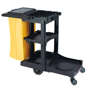 AF08170C Commercial Hotel Janitorial Cleaning Trolley Heavy Duty Rust Scratch Resistant 4 Wheel Locking Casters 3 Shelves 500 lb