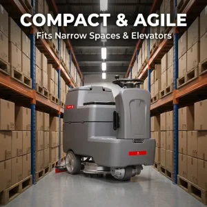 ARES600 Ride-On Self-Propelled Floor Scrubber with 550 mm Cleaning Width, 70 L Tank, and 24V 100Ah Battery