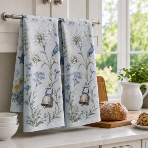 Absorbent Kitchen Towel Custom Printed Tea Towel 100% Cotton Dish Towels Quick Dry Printed Kitchen Hand Towel