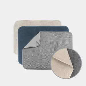 Absorbent Knitted Plain Microfiber Kitchen Drying Pad Quick Dry Dish Mat for Sink Counter Tabletop