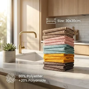 Absorbent Microfiber Cleaning Cloth and Dish Towel, Customizable Logo, Quick-Dry Lint-Free
