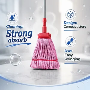 Absorbent Microfiber Mop with Easy-Wring Design for Institutional Floor Cleaning
