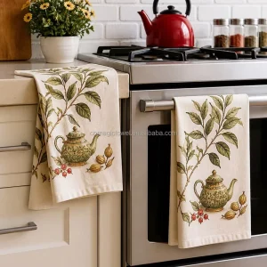 Absorbent Personalized 100% Cotton Soft Custom Digital Printed Flour Sack Cloth Cleaning Woven Kitchen Dish Tea Towel
