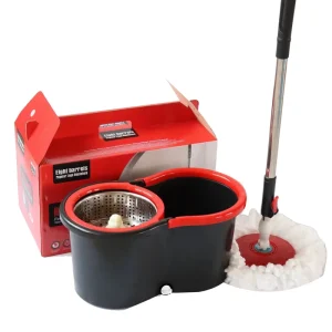 Absorbent Rotating Mop Set with Handle and Plastic Bucket