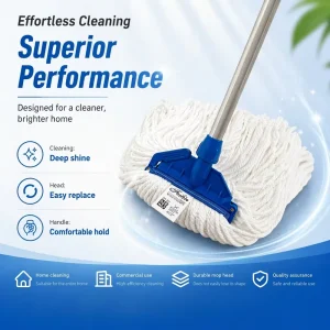 Absorbent White Fiber String Wet Mop for Home Hotel Restaurant Commercial Floor Cleaning