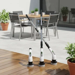 Adjustable 2-Speed 7-Head Cordless Rechargeable Rotating Electric Cleaning Brush for Bathroom Kitchen Tile Grout