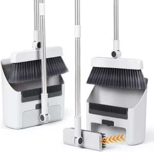 Adjustable 3 in 1 Brooms for Sweeping Indoor and Push Broom Outdoor with Dust Pan Heavy Duty for Home Broom Dustpan Combo