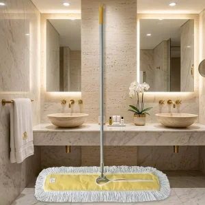 Adjustable Aluminum Handle Rod Lightweight Cotton Yarn Rectangular-Head Dust Mop for School Floors