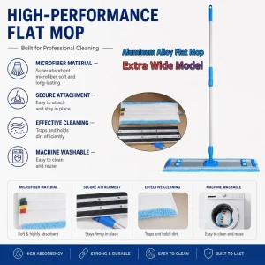 Adjustable Aluminum Pole Flat Microfiber Mop for Tile and Hardwood Floors