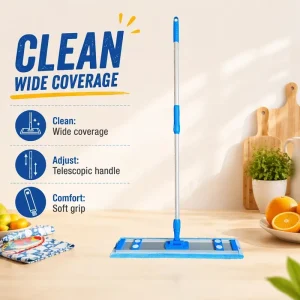 Adjustable Aluminum Pole Flat Mop Comfort Soft Grip Microfiber Mop for Tile Hardwood Floor Cleaning