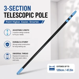 Adjustable Extendable Eco Friendly Telescopic Handle 3 Joint Spray Paint Broom Stick for Household Cleaning
